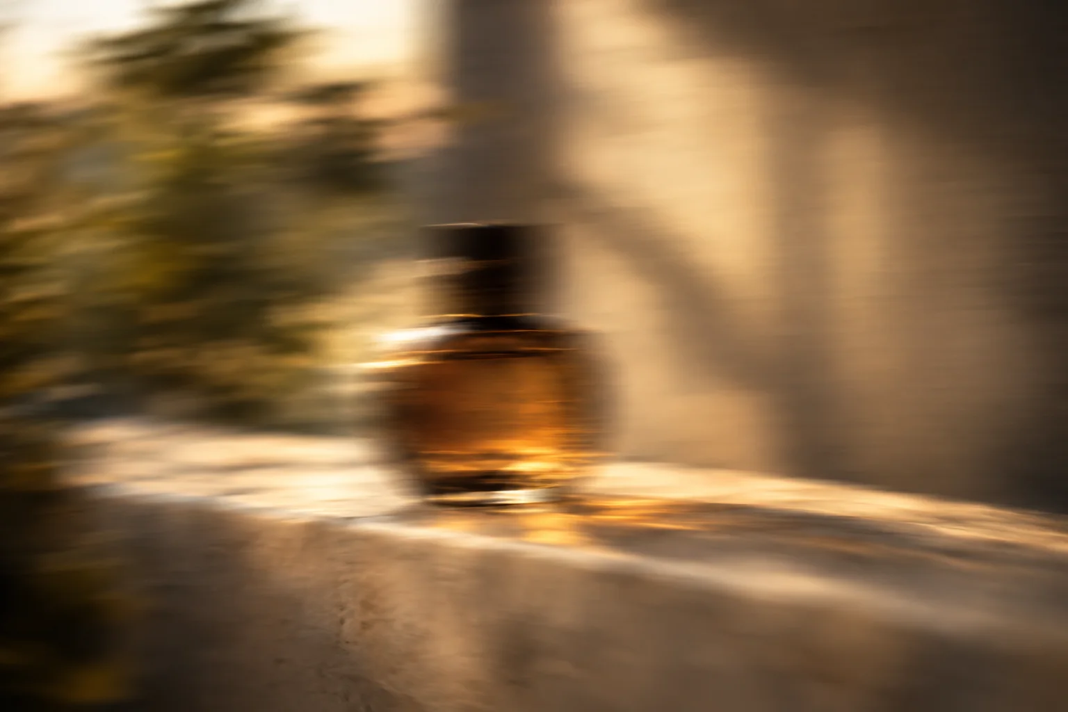 Glass product detail in warm light